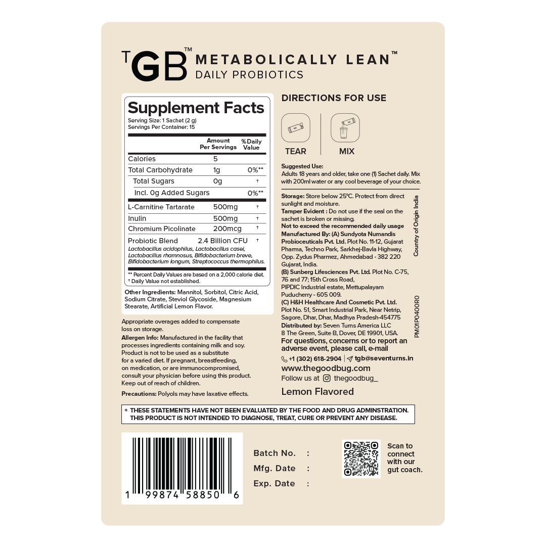 Metabolically lean - Probiotics | Supports Weight Management